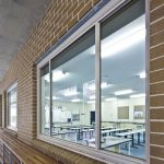 Glass windows with view of laboratory