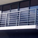 Sliding glass doors on balcony