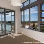 Room with glass windows and walls