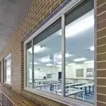 Glass windows with view of laboratory